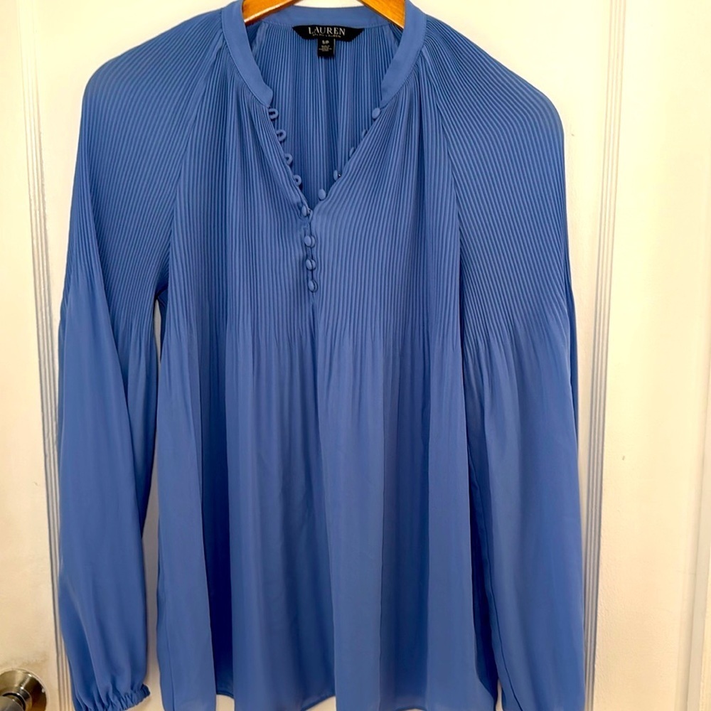 Ralph Lauren Pleated Georgette Blouse โ Size S